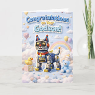Carte Robot chiot adorable félicitations pour votre dieu