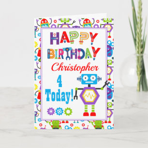 Carte Robot coloré Joyeux anniversaire