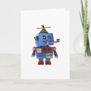 Carte Robot de fête d'anniversaire bleu