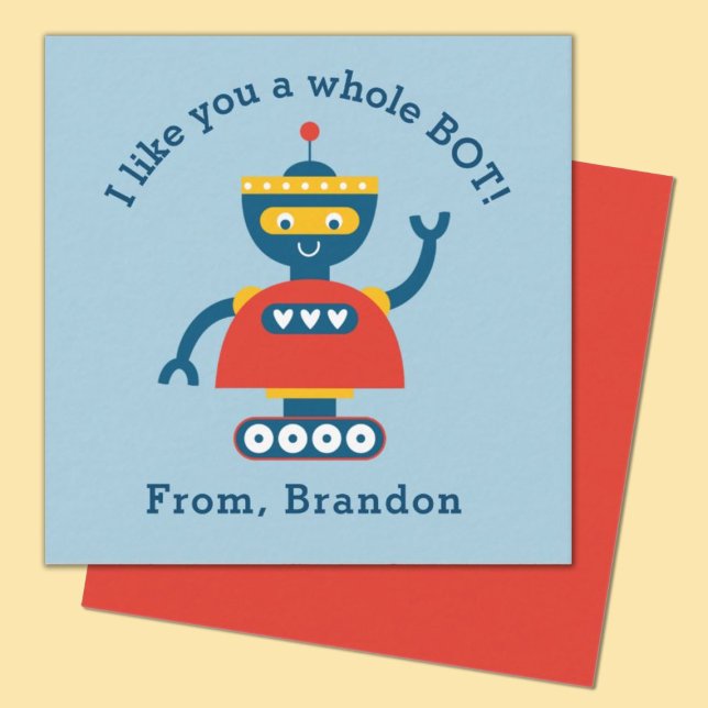 Carte Robot de jour Valentines pour enfants mignon (fun robot valentine.  perfect for a kids classroom exhange. personalize it with your kids name.)