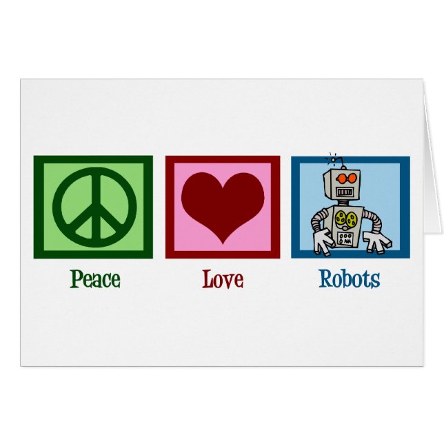 Carte Robots Peace Love (Devant horizontal)