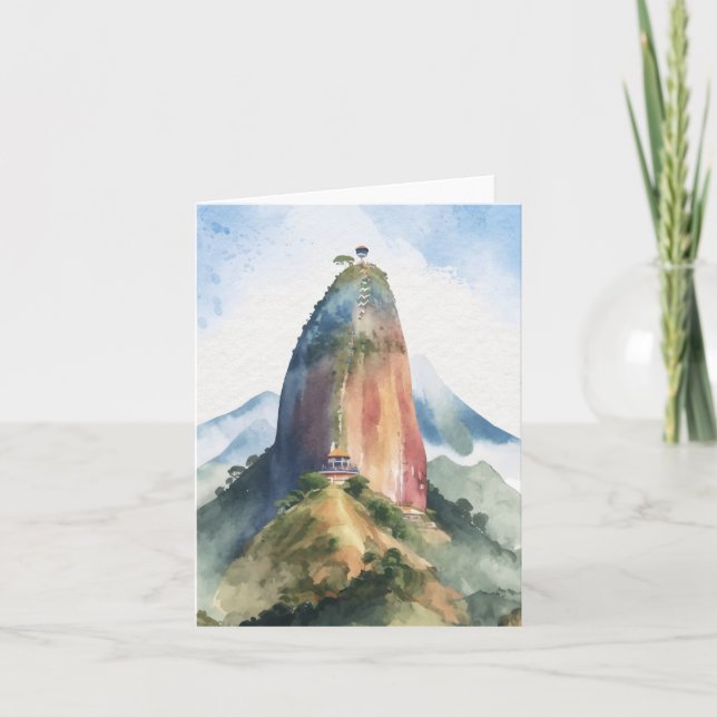 Carte Rocher de Guatape El Penon Colombie Aquarelle (Devant)