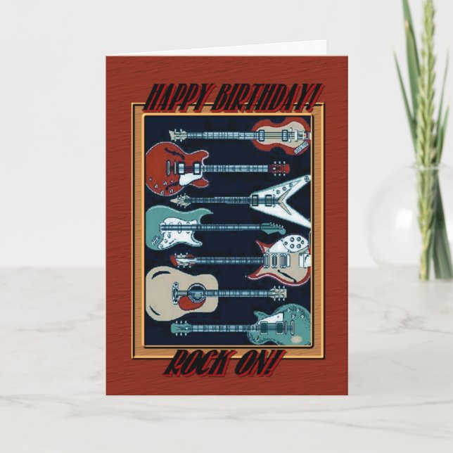 Carte Rock On Happy Birthday Guitares (Devant)