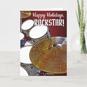 Carte Rock & Roll Christmas Drummer Rockstar Holiday