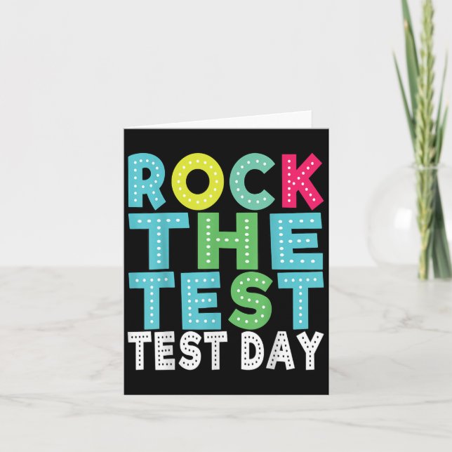 Carte Rock The Test Testing Day Staar Motivational Teach (Devant)