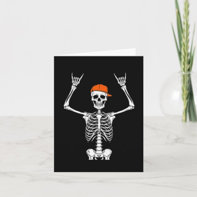 Carte Rocker Skeleton Casquette Skin Cool Halloween Punk (Devant)