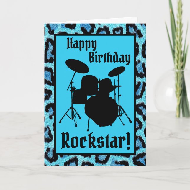 Carte Rockstar Birthday Card Drummer Musicien Drums Rock (Devant)