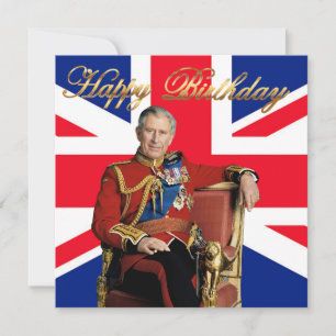 Carte Roi Charles III avec drapeau britannique Joyeux an