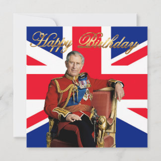 Carte Roi Charles III avec drapeau britannique Joyeux an