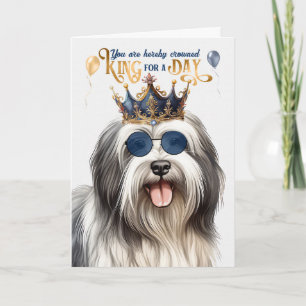 Carte Roi chien Lowchen pour jour drôle anniversaire