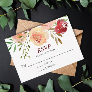 Carte Roja Flores Boda Espagne Espanol Mariage RSVP