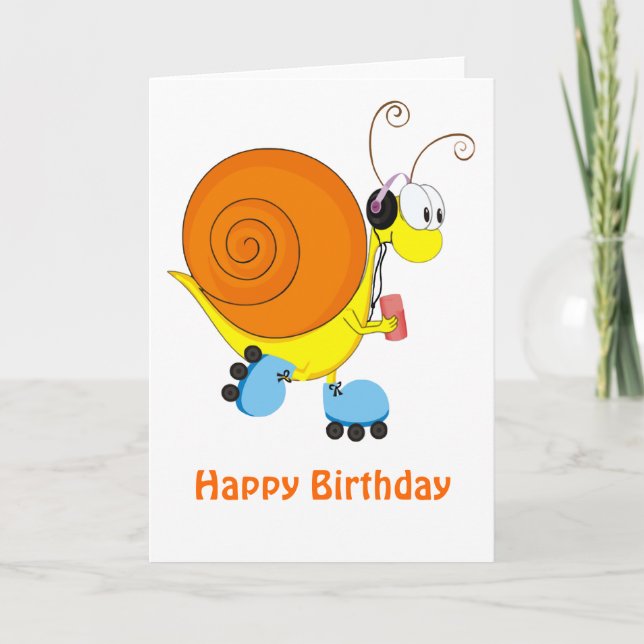 Carte Roller Sking Snail Anniversaire (Devant)