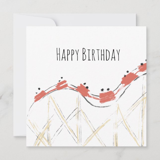 Carte Rollercoaster main dessinée Anniversaire (Devant)