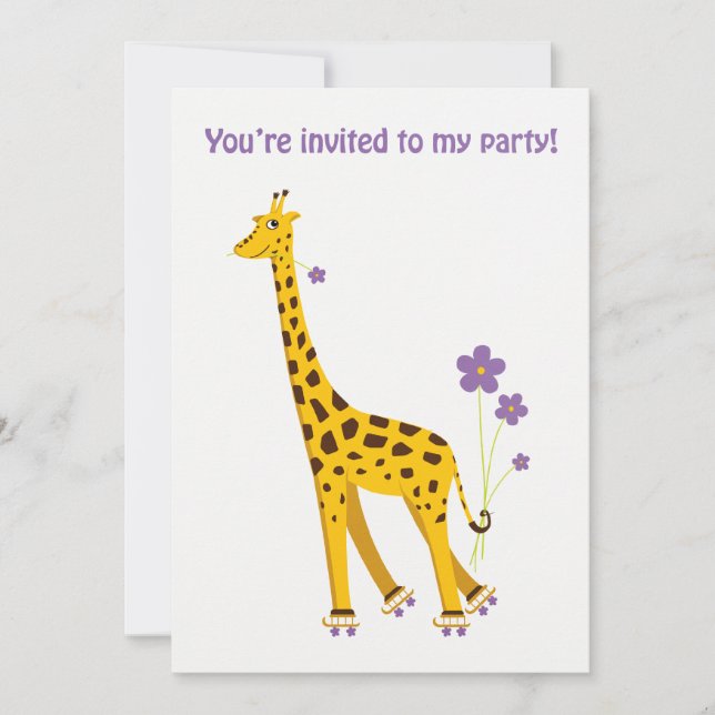 Carte Rollerskate de girafe drôle (Devant)
