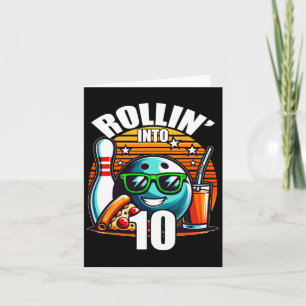 Carte Rollin Into 10 Bowling Anniversaire fête 10e anniv