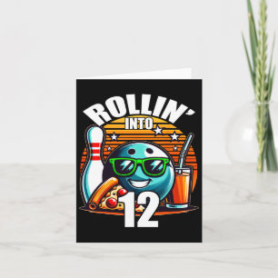 Carte Rollin Into 12 Bowling Anniversaire fête 12e anniv