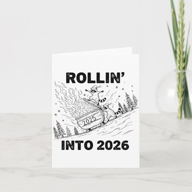 Carte Rollin’ Into 2026 Dumpster Fire New Year Party Fun (Devant)