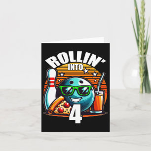Carte Rollin Into 4 Bowling Anniversaire fête 4e Anniver