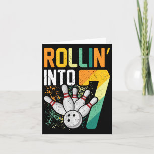 Carte Rollin Into 7 Retro Bowling Annithday Party 7th Bi