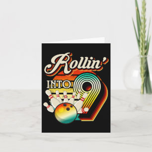 Carte Rollin Into Bowling 9 ans Retro Anniversaire 9e