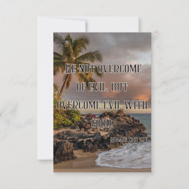 Carte Romains 12:21 KJV Bible Verse Pic Flat Salutation (Devant)