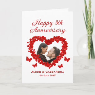 Carte Romance Red Rose Heart Butterfly Anniversaire phot