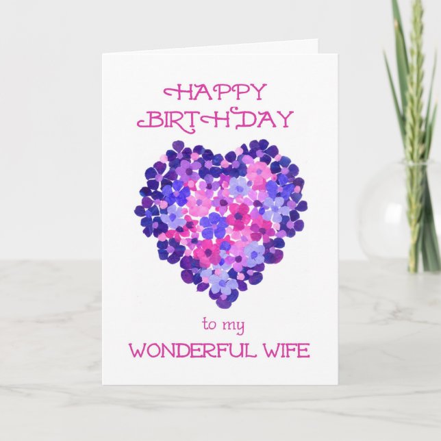 Carte Romantic Birthday Card for a Wife - Flower Power (Devant)