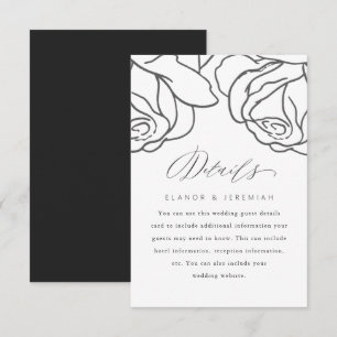 Carte Romantic Black Floral Mariage Détails de l'invité
