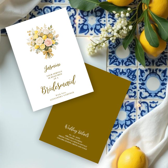 Carte Romantic Mediterranean Bouquet Bridesmaid Proposal (Romantic Mediterranean Bouquet Bridesmaid Proposal Cards for Team Bridal. )