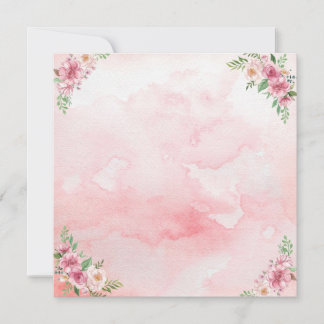 Carte Romantic Rose Corners Watercolor Pink Blank Card