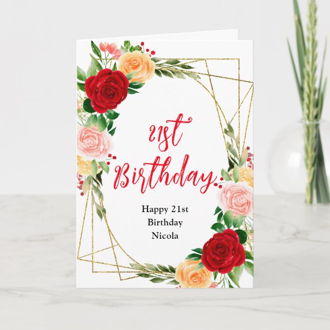 Carte Romantic Roses Floral Birthday (Devant)