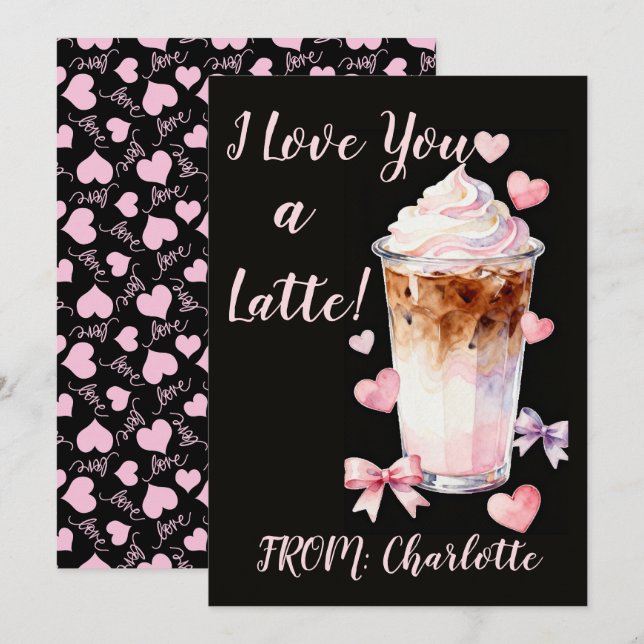 Carte Romantic Valentines Day Whipped cream iced coffee (Devant / Derrière)