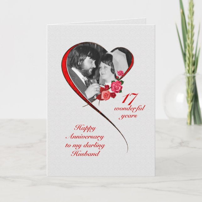 Carte Romantique 17ème anniversaire de Mariage pour mari (Devant)