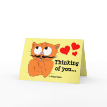 Carte romantique "À penser à toi" Cartoon MustachC