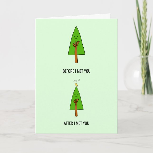 Carte Romantique amour mignon arbre oiseaux couple amour (Devant)