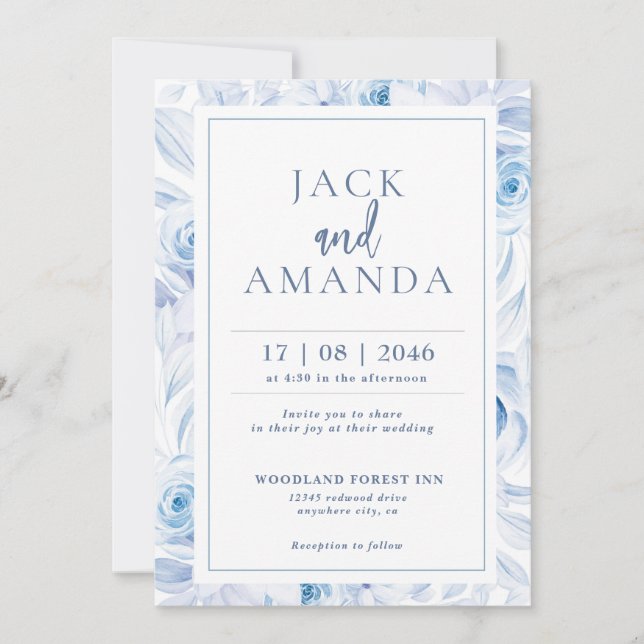 Carte Romantique Chic Floral Wedding Invitations (Devant)