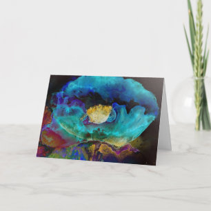 Carte Romantique élégant tableau turquoise floral aquare