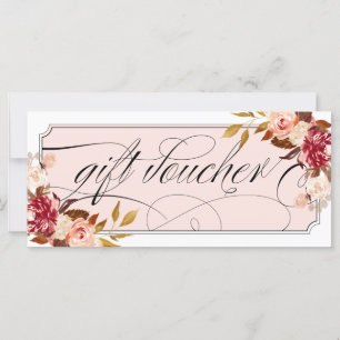 Carte Romantique Floral Bourgogne Élégant bon cadeau
