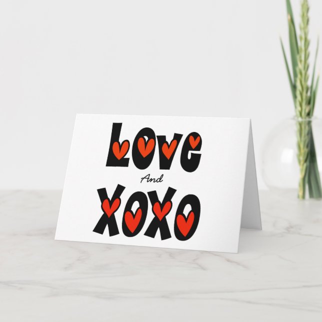 Carte Romantique Graphisme Amour et Baisers et Emb (Devant)