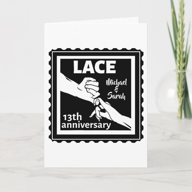 Carte Romantique main main 13e anniversaire de mariage (Devant)