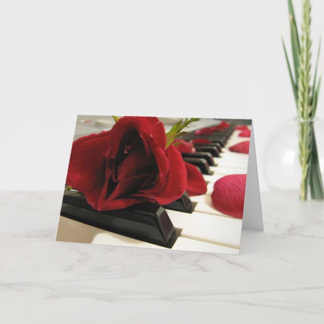 Carte Romantique Rose rouge amour (Devant)