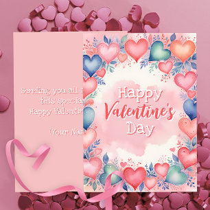 Carte Romantique Saint Valentin Aquarelle Coeurs