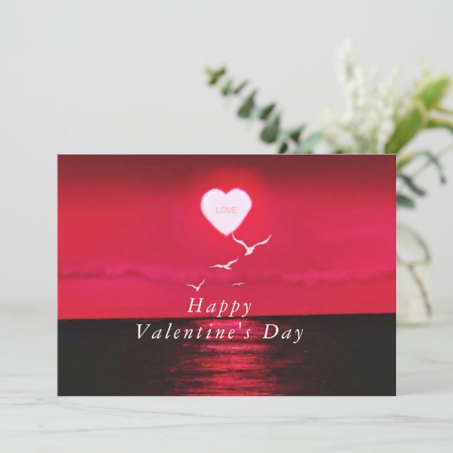 Carte Romantique Sunset Love Valentine's Day Card (Debout devant)