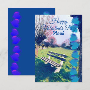 Carte Romantique Valentines Jour Coeur Banc de jardin po