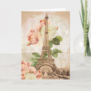 Carte romantique Vintage rose Paris