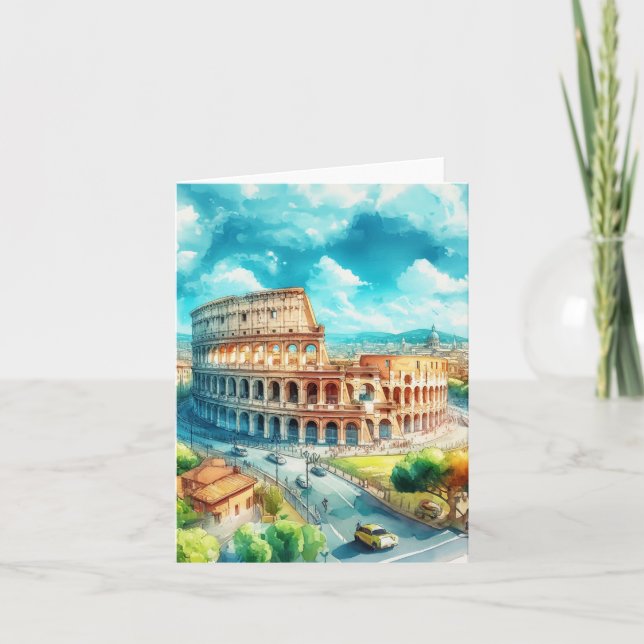 Carte Rome Colisée Italie Aquarelle (Devant)