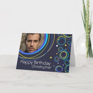 Carte ronde funky dans marine ajouter photo et nom