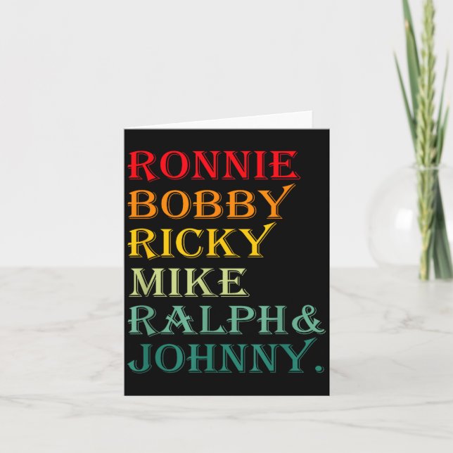 Carte Ronnie Bobby Ricky Mike Ralph And Johnny  (Devant)