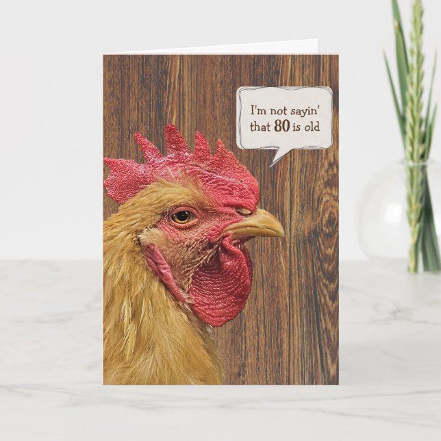 Carte Rooster 80e Humour d'anniversaire (Devant)