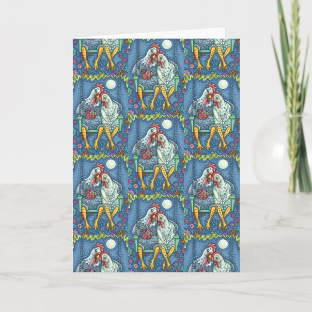 Carte ROOSTER HAUT CANOODLES, ROMANCE CUTE POULET Blanc (Devant)